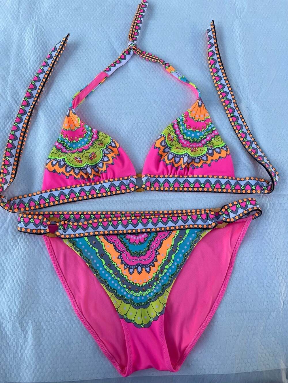 Victoria's Secret Neon Mandala Print Triangle Bikini Set